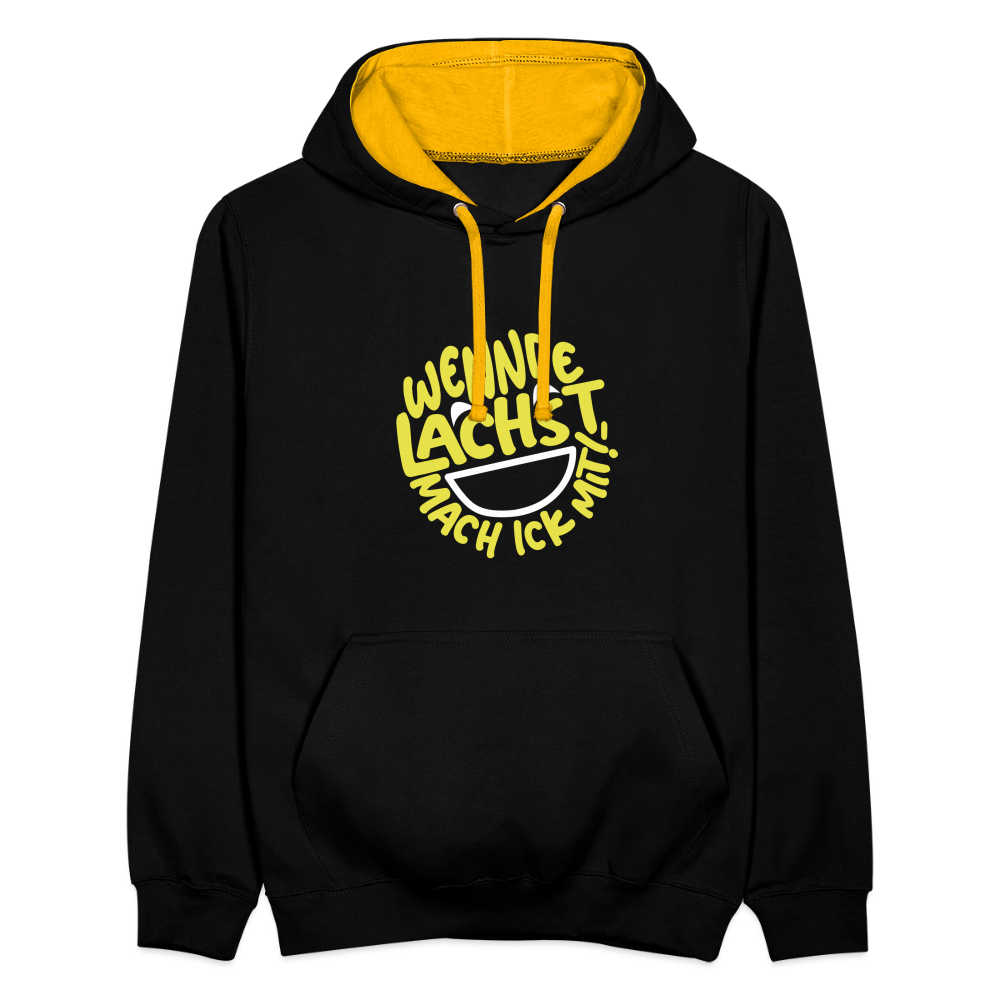 Wennde lachst, mach ick mit! - Kontrast Hoodie - Schwarz/Gold