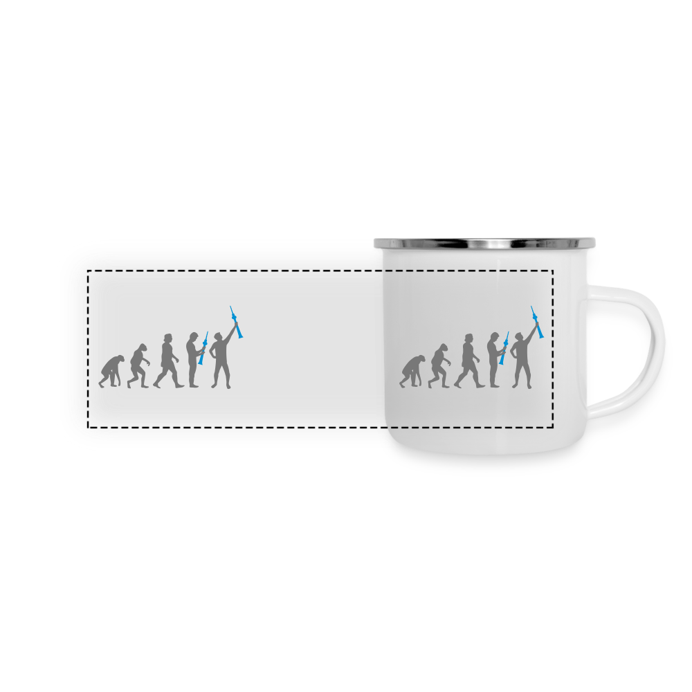 Evolution - Emaille Tasse - weiß