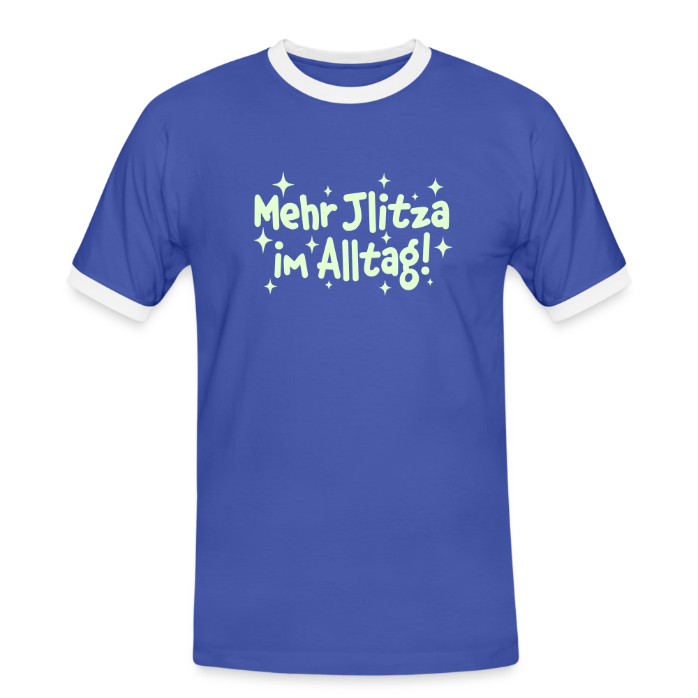 Mehr Jlitzer im Alltag! - Männer Ringer T-Shirt - Blau/Weiß
