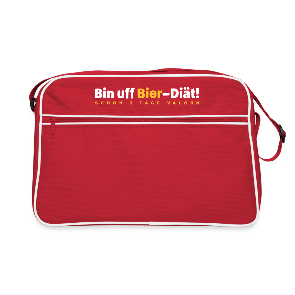 Bin uff Bier-Diät! (schon 3 Tage valorn) - Retro Taschev - Rot/Weiß