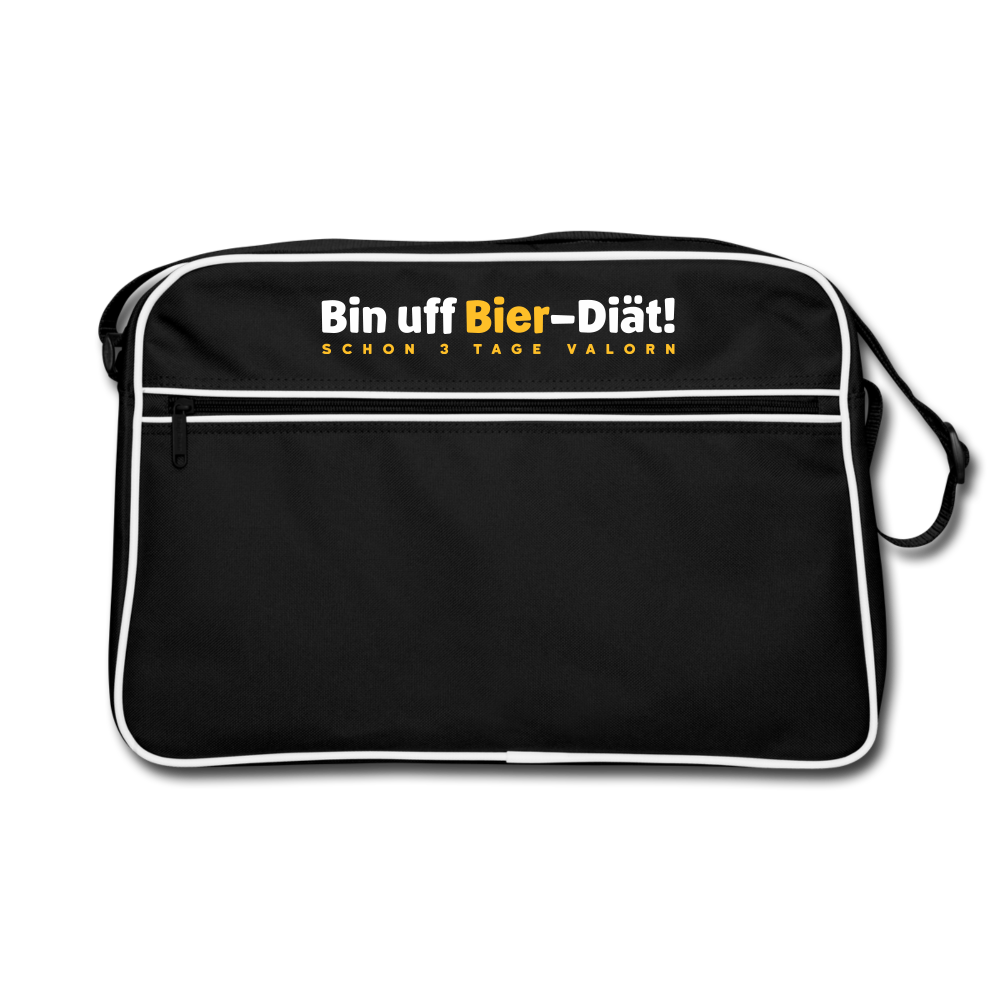 Bin uff Bier-Diät! (schon 3 Tage valorn) - Retro Taschev - Schwarz/Weiß