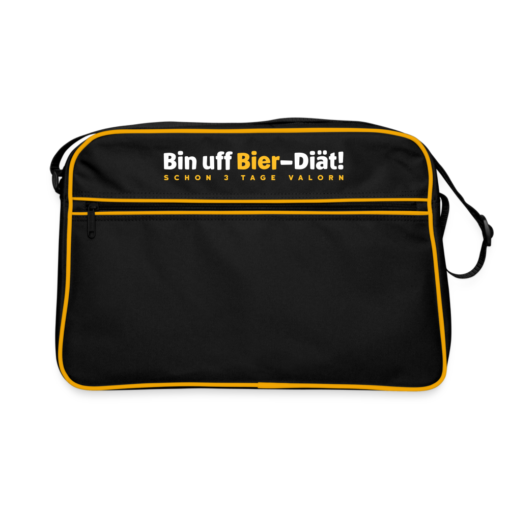 Bin uff Bier-Diät! (schon 3 Tage valorn) - Retro Taschev - Schwarz/Gold