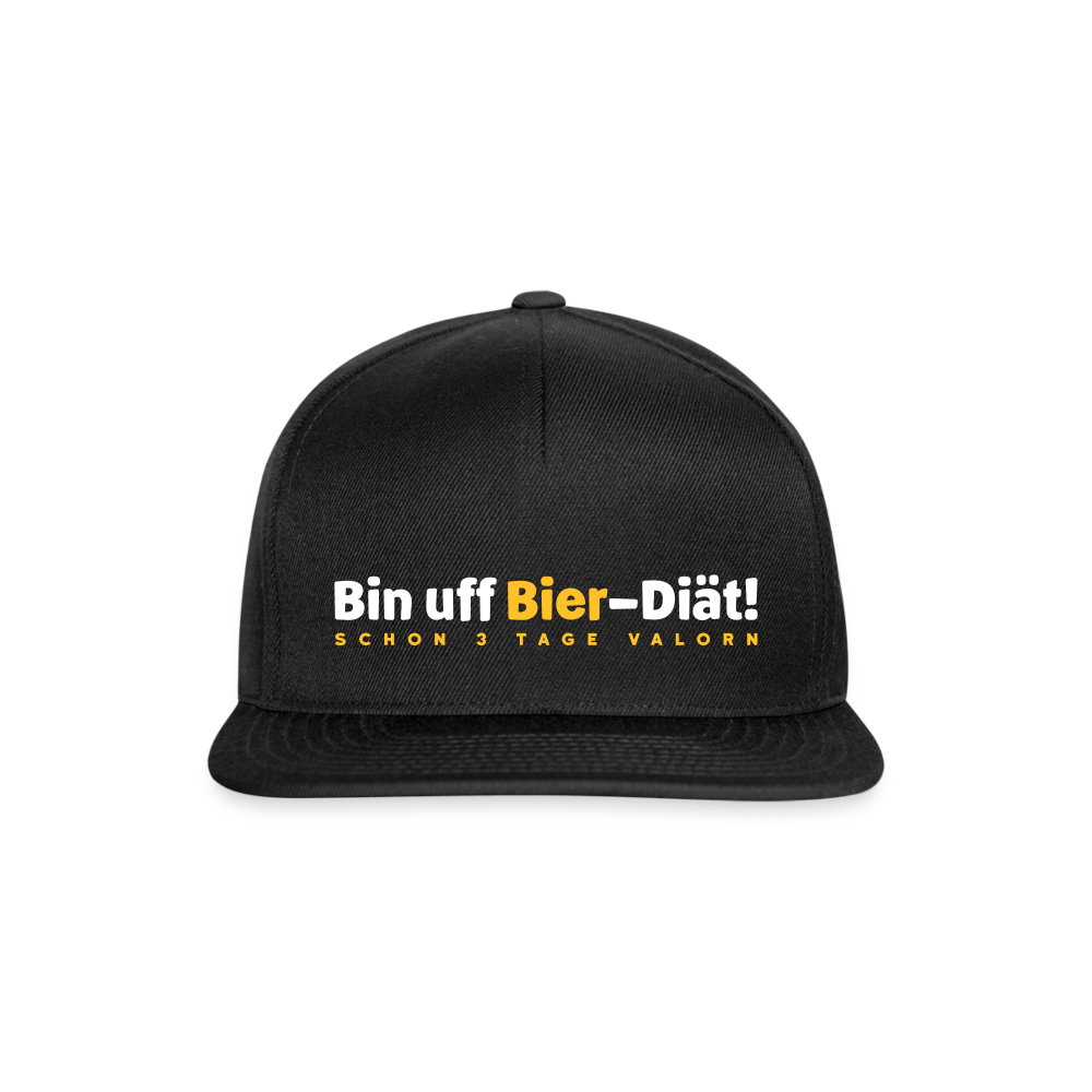Bin uff Bier-Diät! (schon 3 Tage valorn) - Snapback Cap - Schwarz/Schwarz