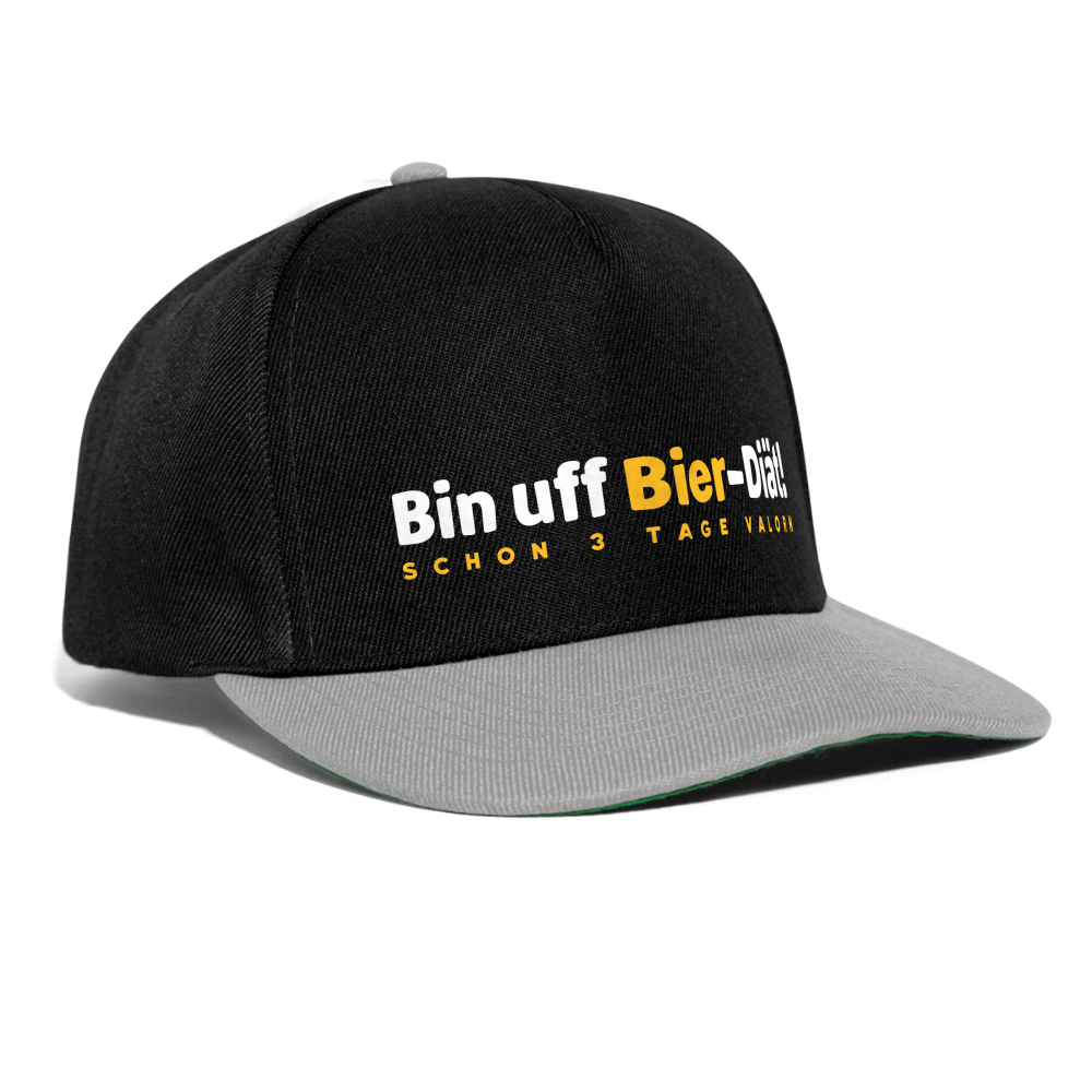 Bin uff Bier-Diät! (schon 3 Tage valorn) - Snapback Cap - Schwarz/Grau