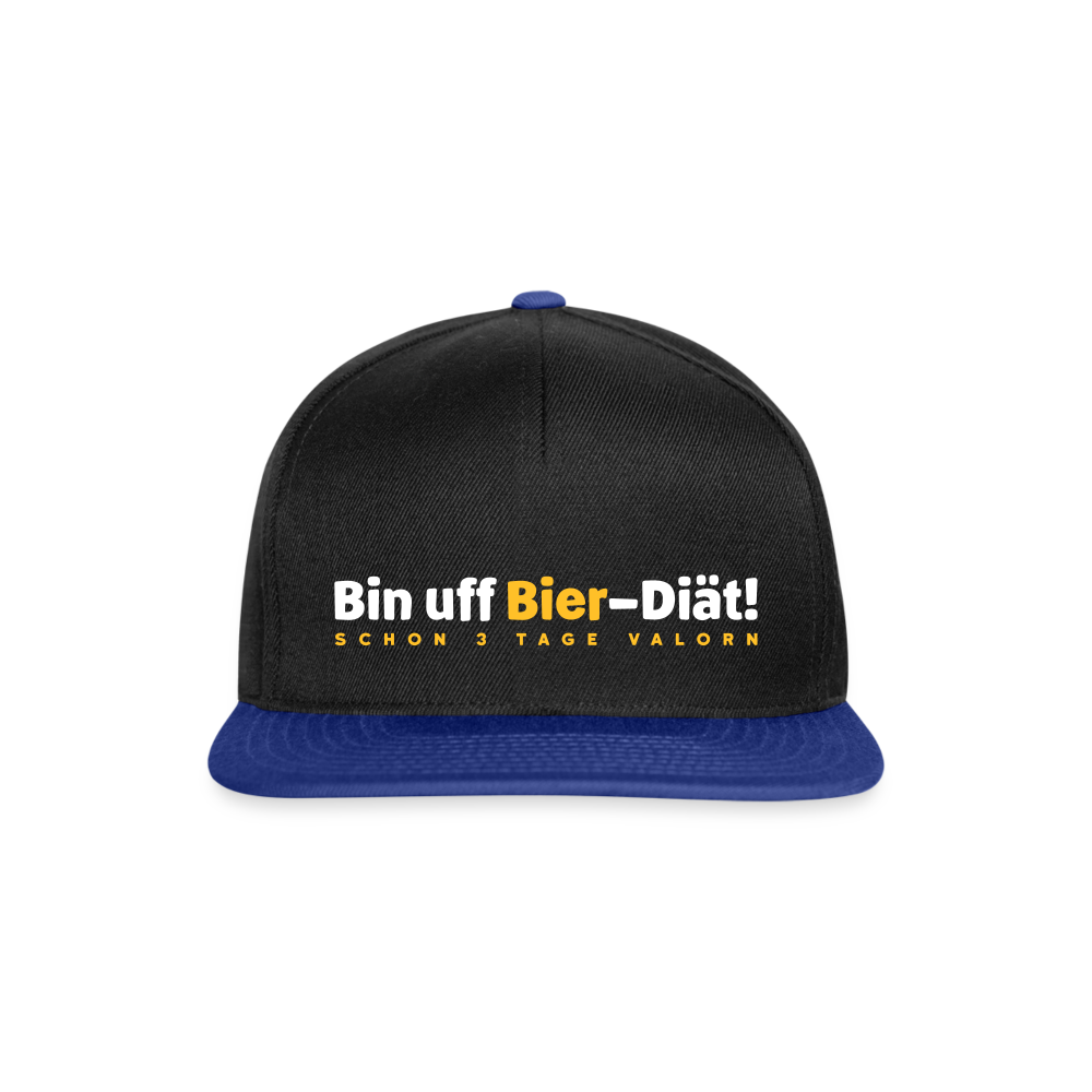 Bin uff Bier-Diät! (schon 3 Tage valorn) - Snapback Cap - Schwarz/Königsblau