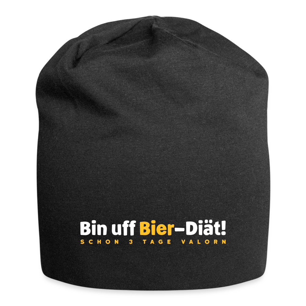Bin uff Bier-Diät! (schon 3 Tage valorn) - Jersey Beanie - Schwarz