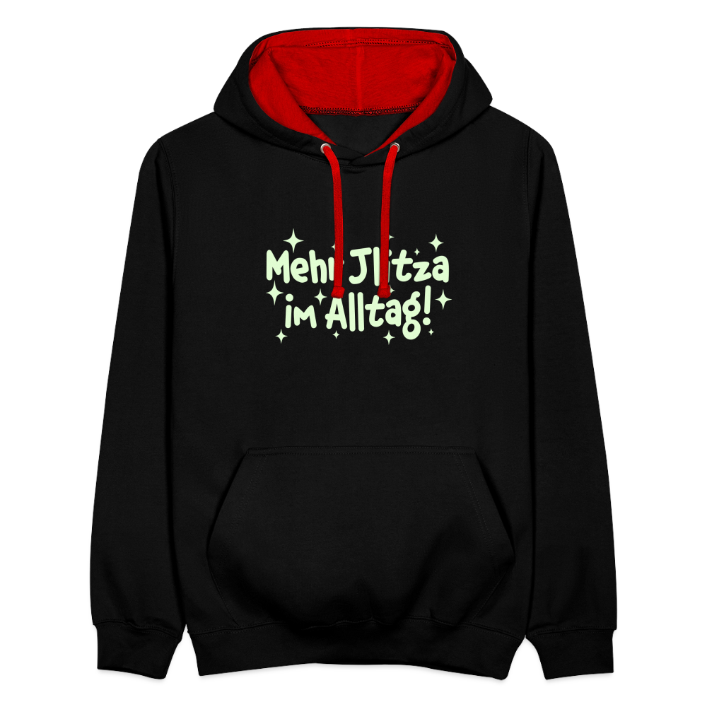 Mehr Jlitzer im Alltag! - Kontrast Hoodie - Schwarz/Rot
