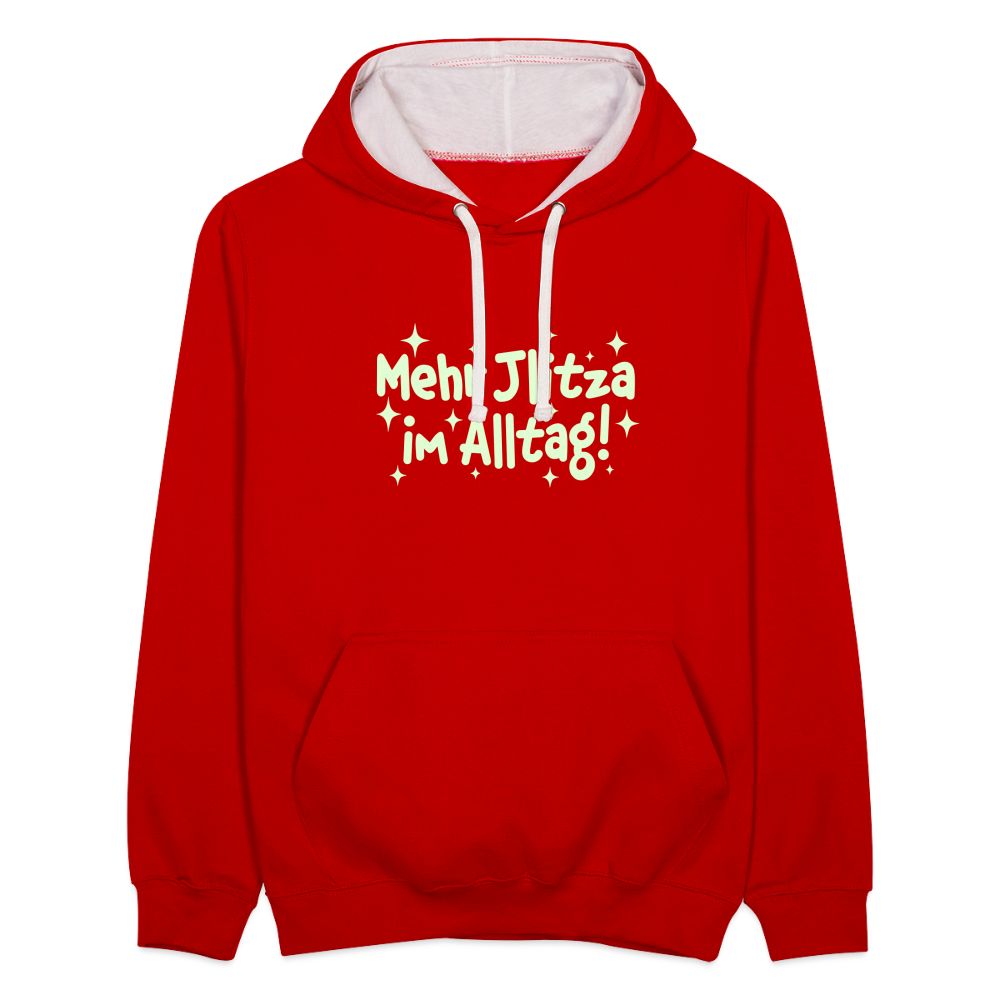 Mehr Jlitzer im Alltag! - Kontrast Hoodie - Rot/Weiß