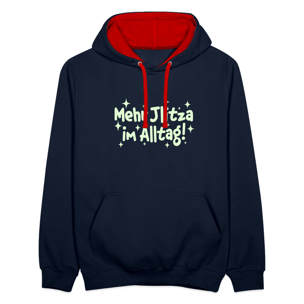 Mehr Jlitzer im Alltag! - Kontrast Hoodie - Navy/Rot
