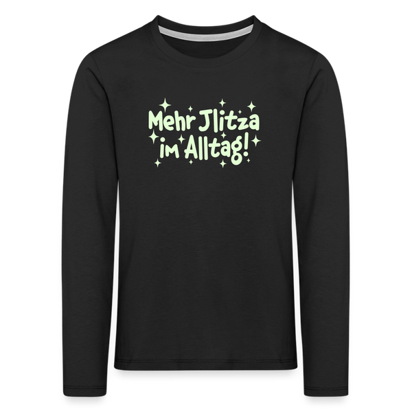 Mehr Jlitzer im Alltag! - Kinder Langarmshirt - Schwarz