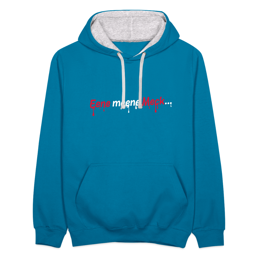 Eene meene Meck... - Kontrast Hoodie - Pfauenblau/Grau meliert