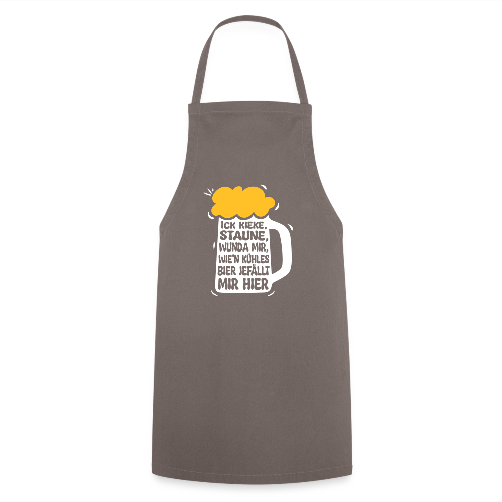 Ick kieke, staune, wunda mir, wie'n kühles Bier jefällt mir hier - Kochschürze - Grau