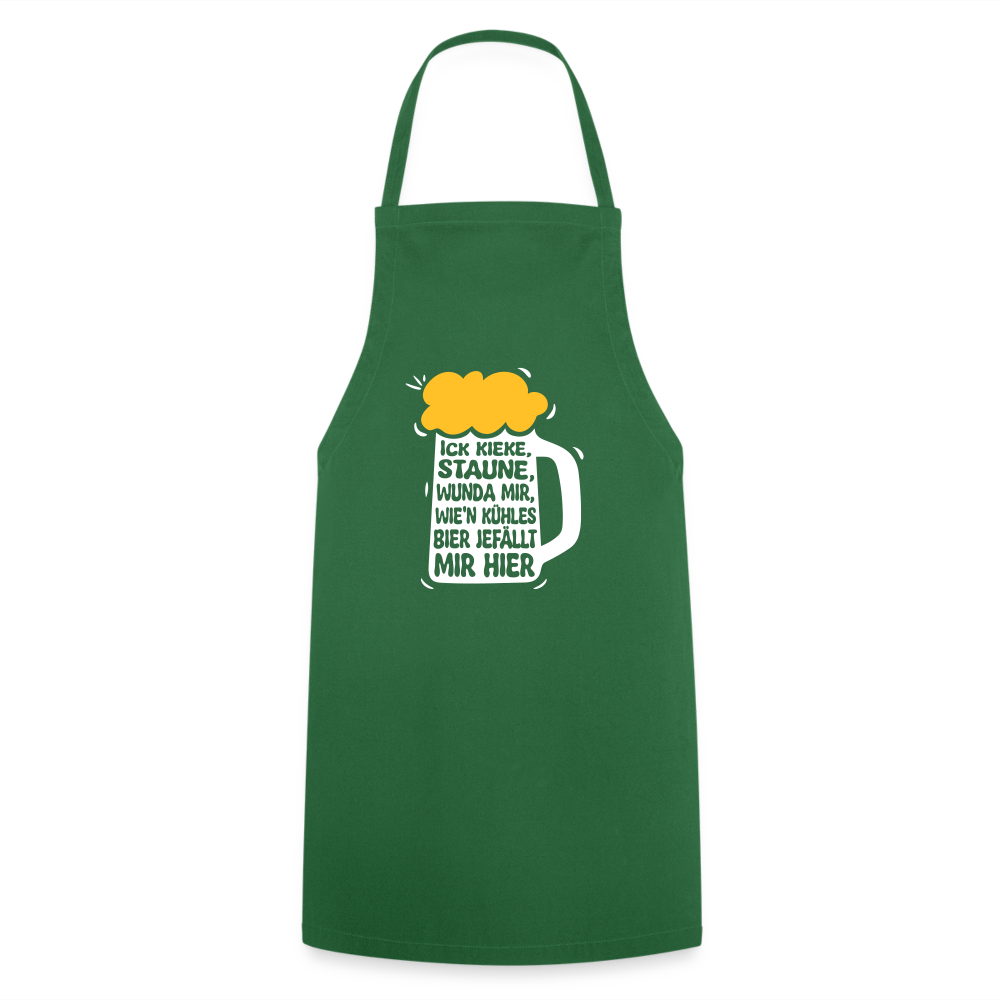 Ick kieke, staune, wunda mir, wie'n kühles Bier jefällt mir hier - Kochschürze - Grün