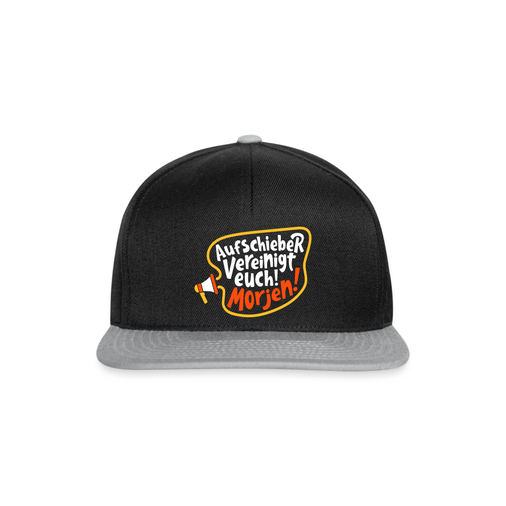 Aufschieber vereinigt euch! Morjen! - Snapback Cap - Schwarz/Grau