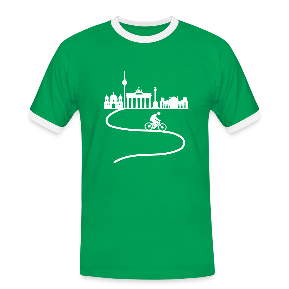 Aus der Stadt - Männer Ringer T-Shirt - Kelly Green/Weiß