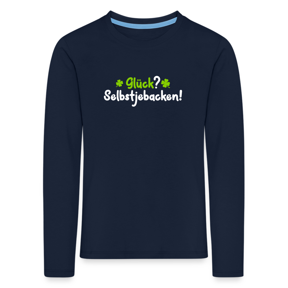 Glück? Selbstjebacken - Kinder Langarmshirt - Navy