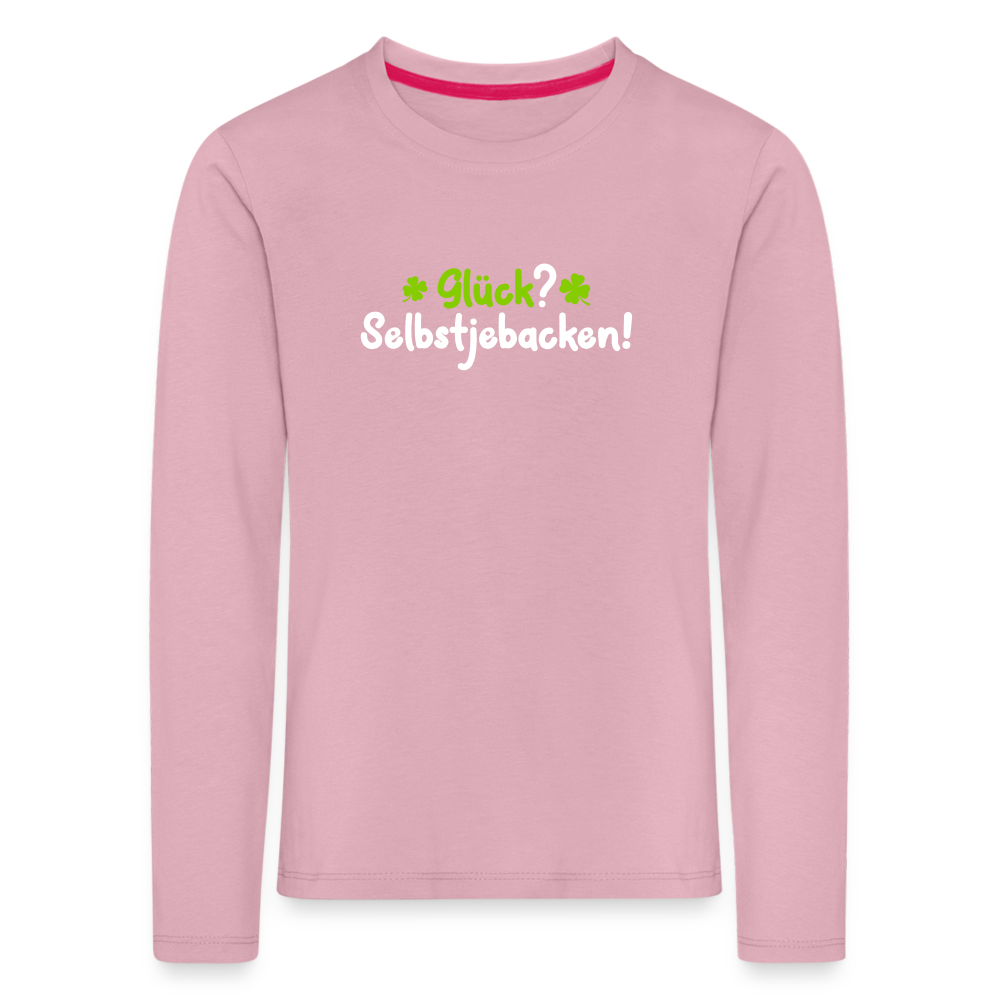 Glück? Selbstjebacken - Kinder Langarmshirt - Hellrosa