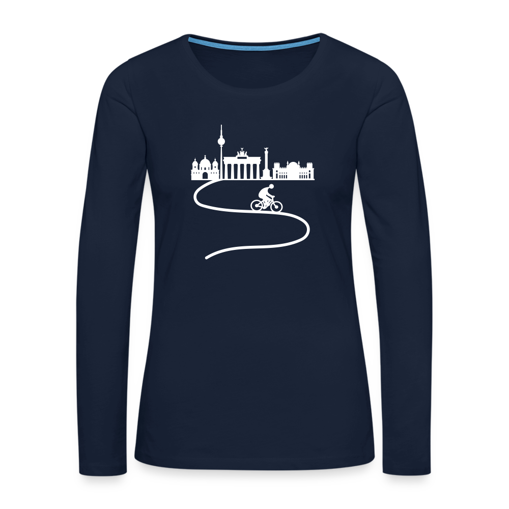 Aus der Stadt - Frauen Premium Langarmshirt - Navy