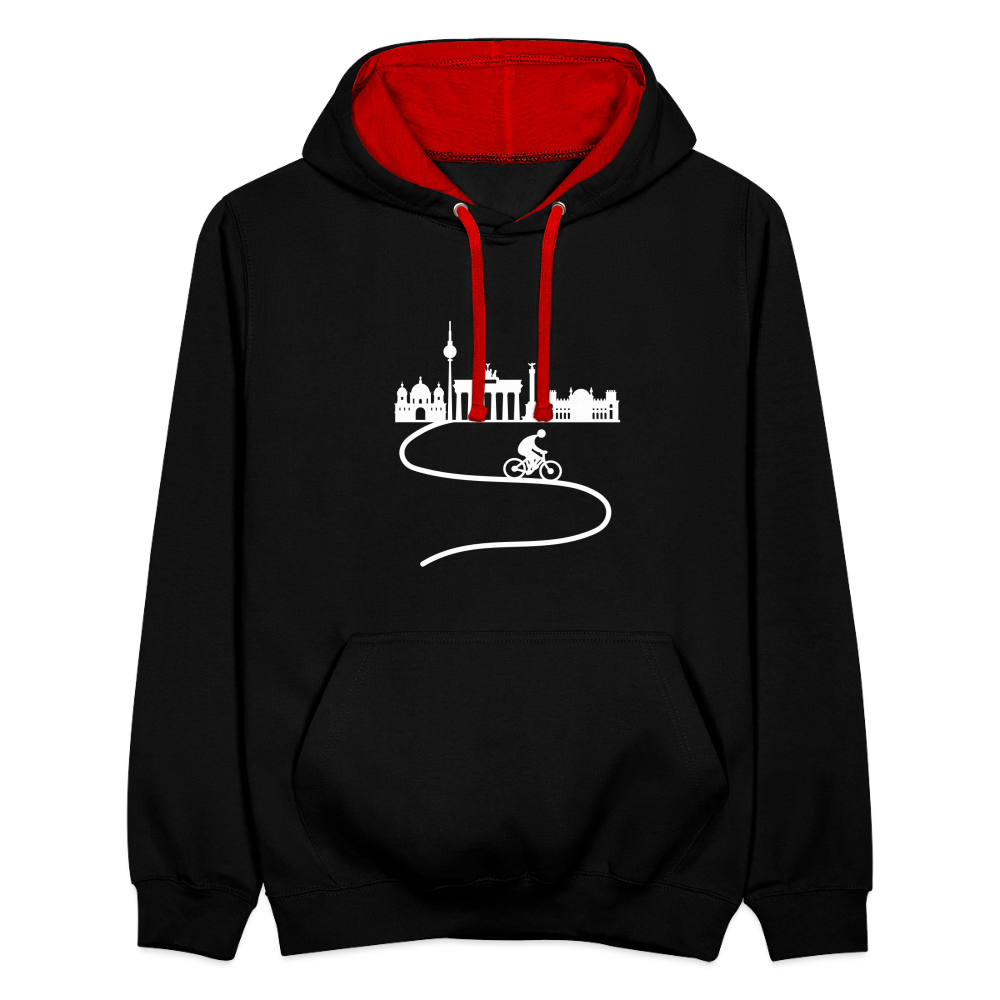 Aus der Stadt - Kontrast Hoodie - Schwarz/Rot