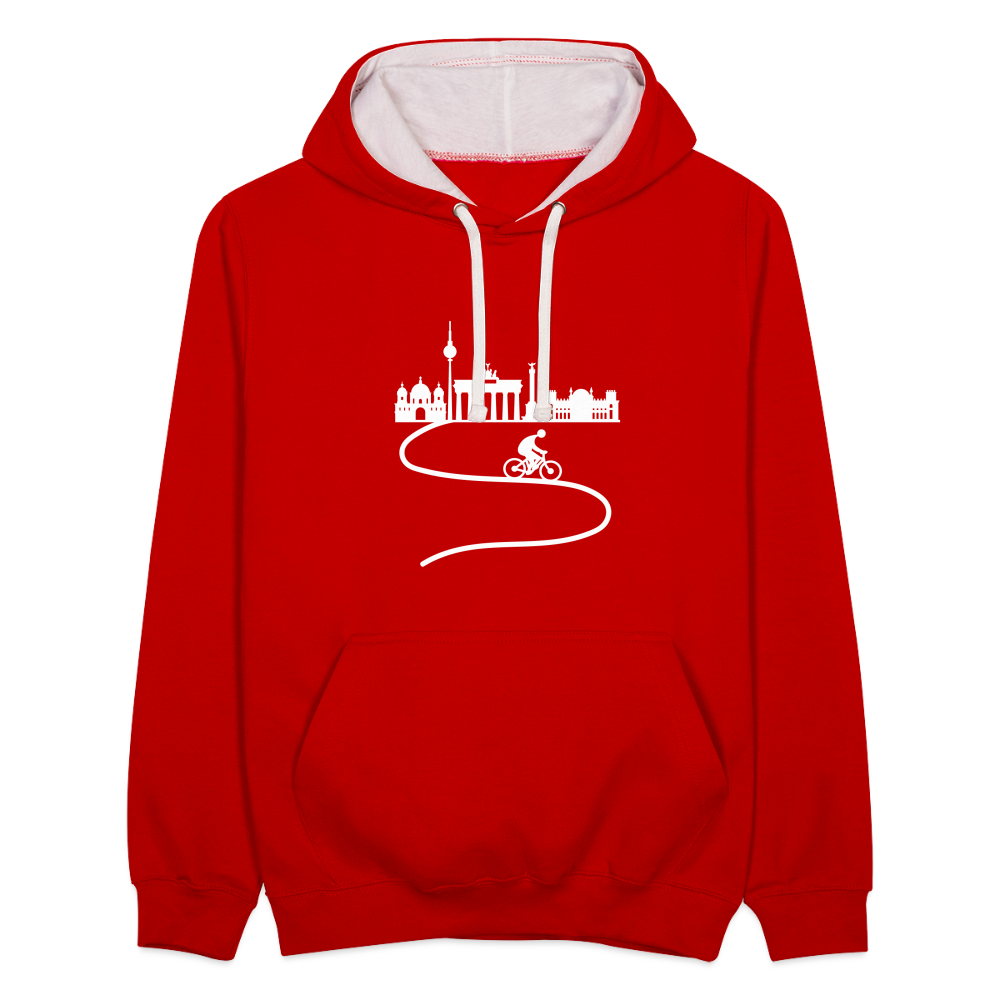Aus der Stadt - Kontrast Hoodie - Rot/Weiß