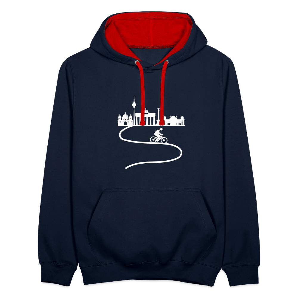 Aus der Stadt - Kontrast Hoodie - Navy/Rot