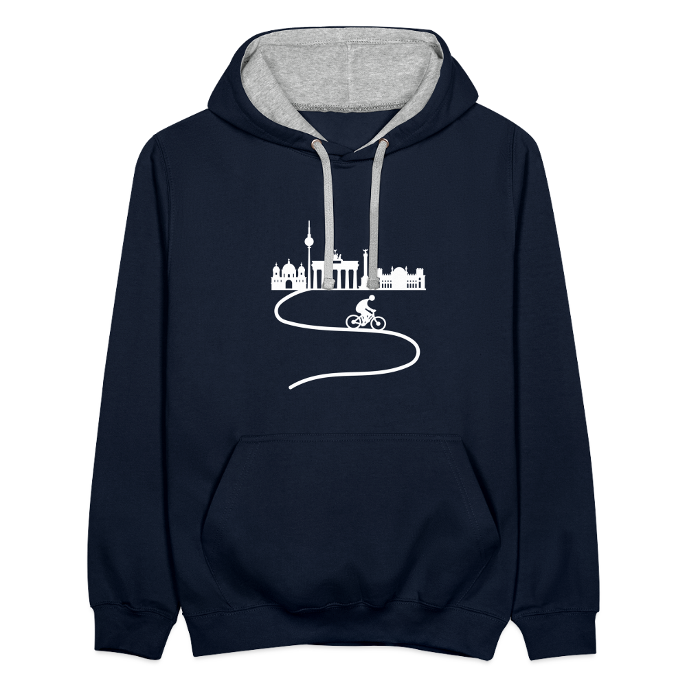 Aus der Stadt - Kontrast Hoodie - Navy/Grau meliert