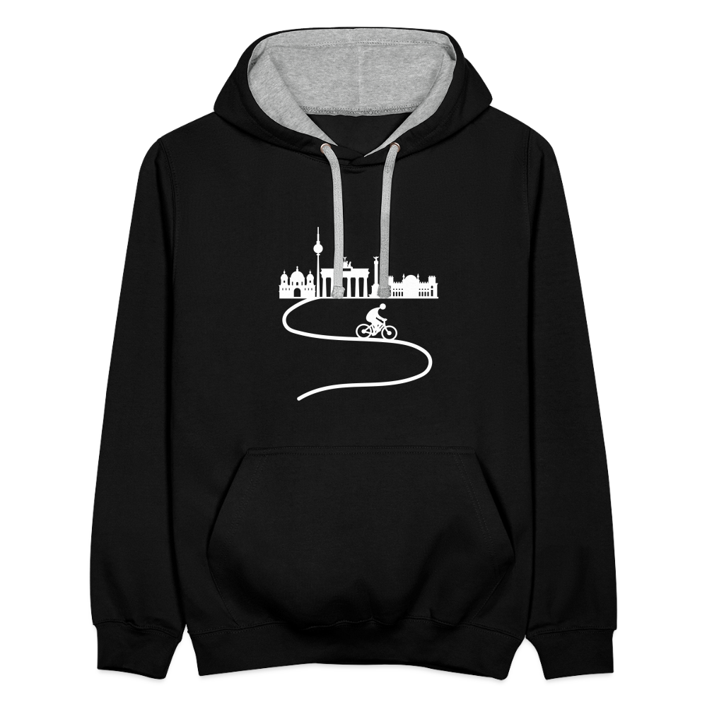Aus der Stadt - Kontrast Hoodie - Schwarz/Grau meliert