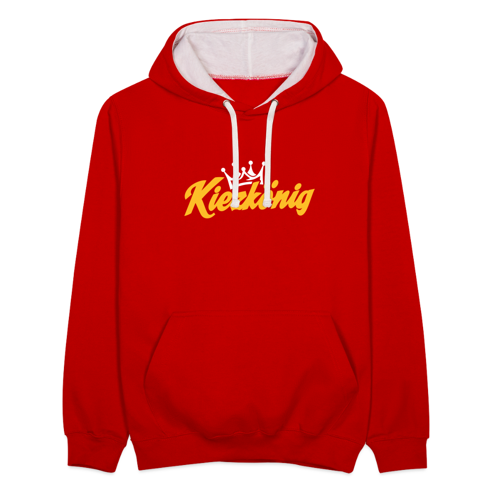 Kiezkönig - Kontrast Hoodie - Rot/Weiß