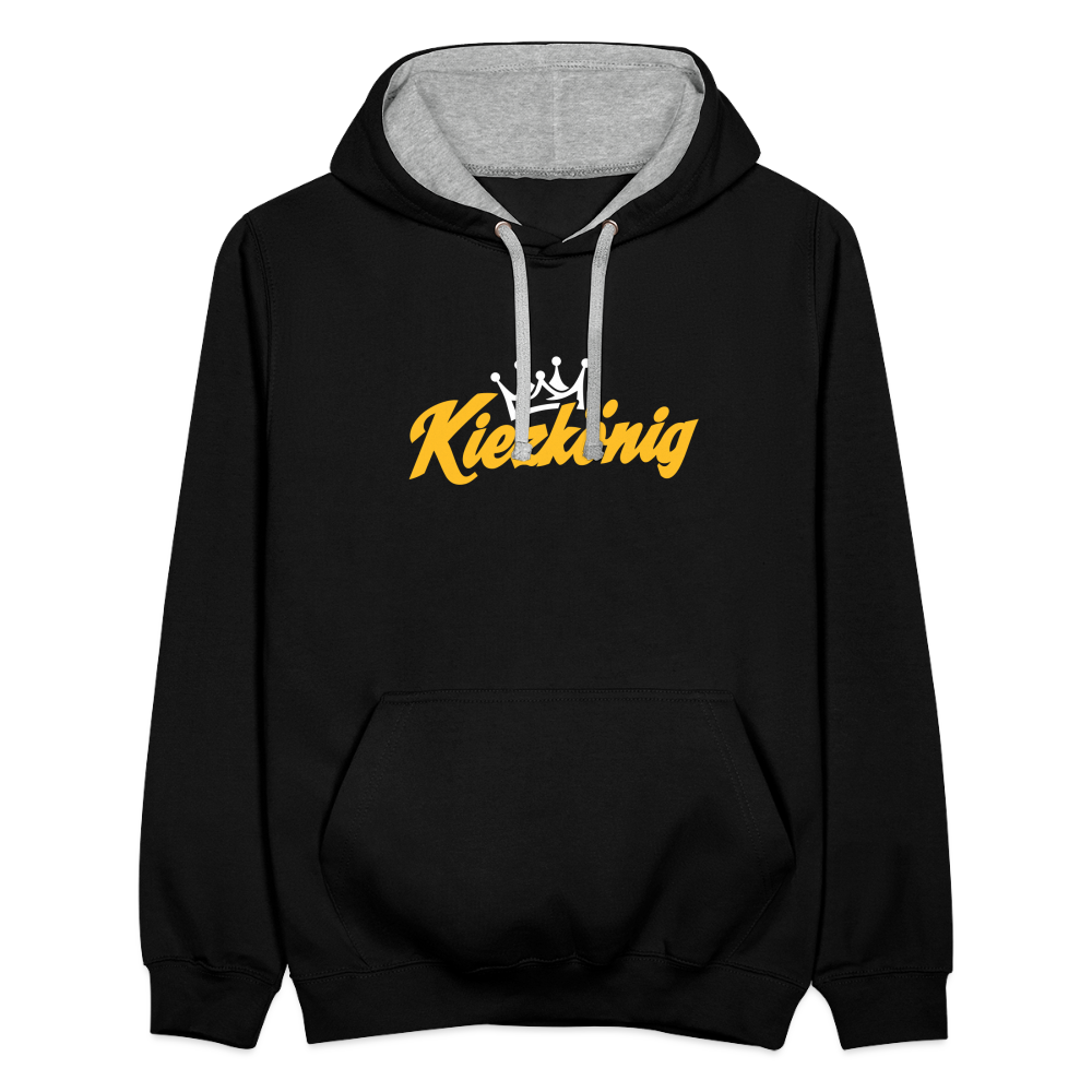 Kiezkönig - Kontrast Hoodie - Schwarz/Grau meliert