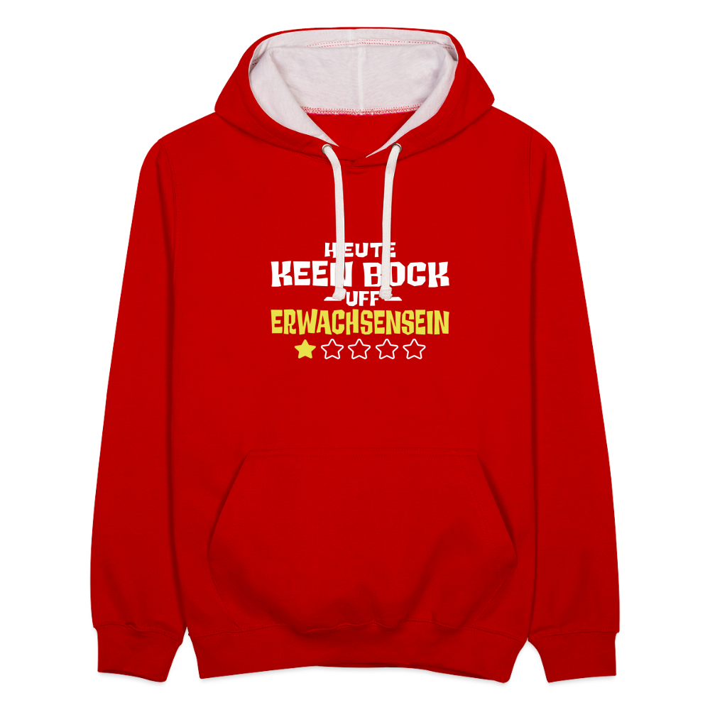 Keen Bock uff Erwachsensein - Kontrast Hoodie - Rot/Weiß