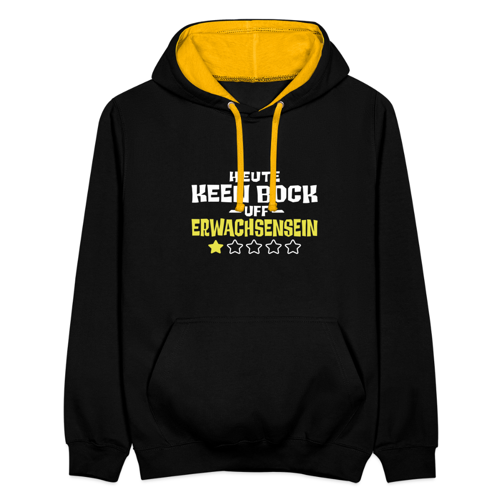 Keen Bock uff Erwachsensein - Kontrast Hoodie - Schwarz/Gold