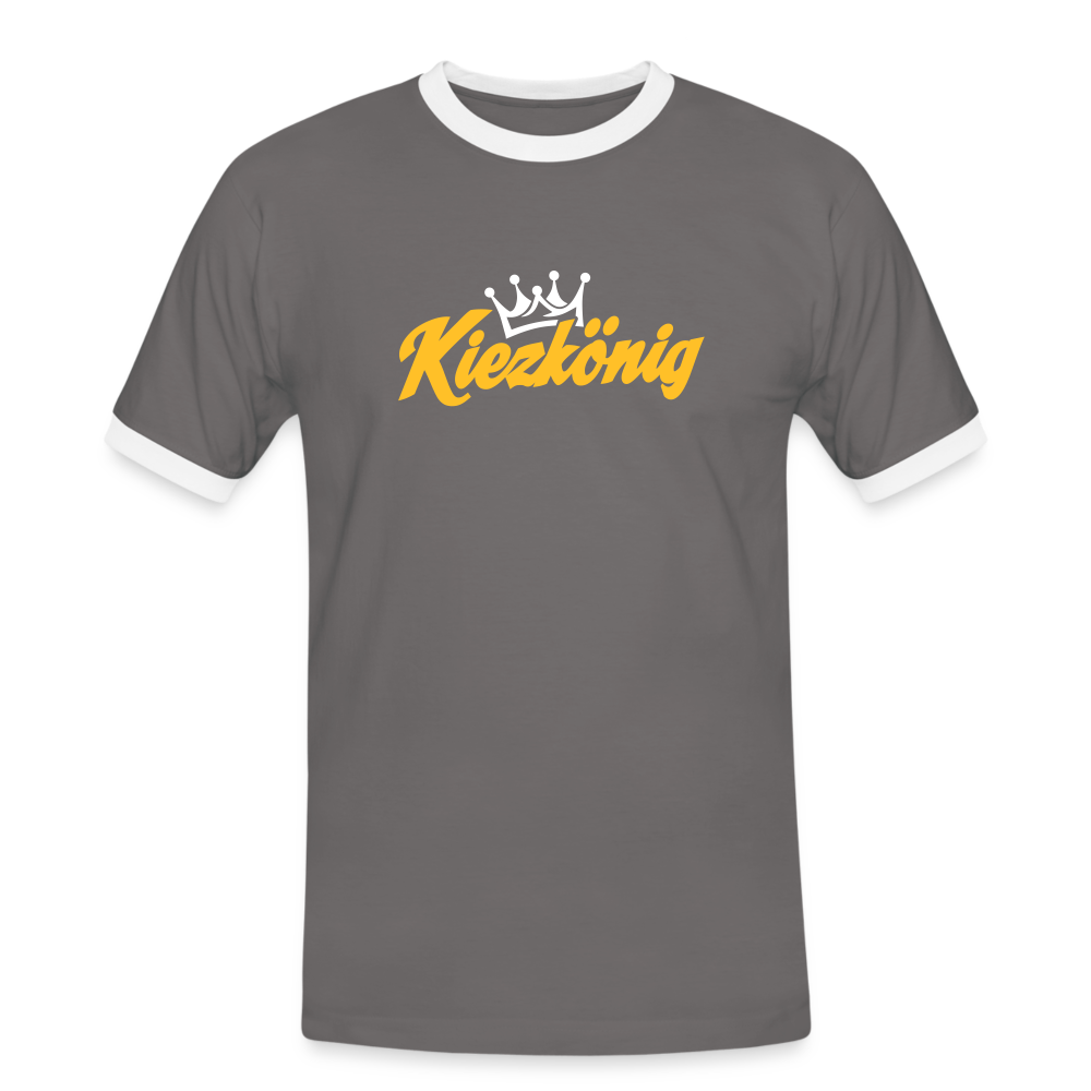 Kiezkönig - Männer Ringer T-Shirt - Dunkelgrau/Weiß