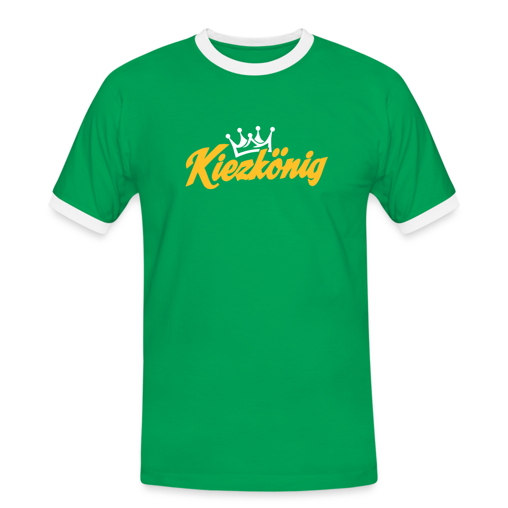 Kiezkönig - Männer Ringer T-Shirt - Kelly Green/Weiß
