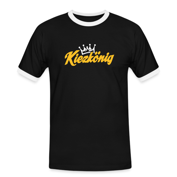 Kiezkönig - Männer Ringer T-Shirt - Schwarz/Weiß