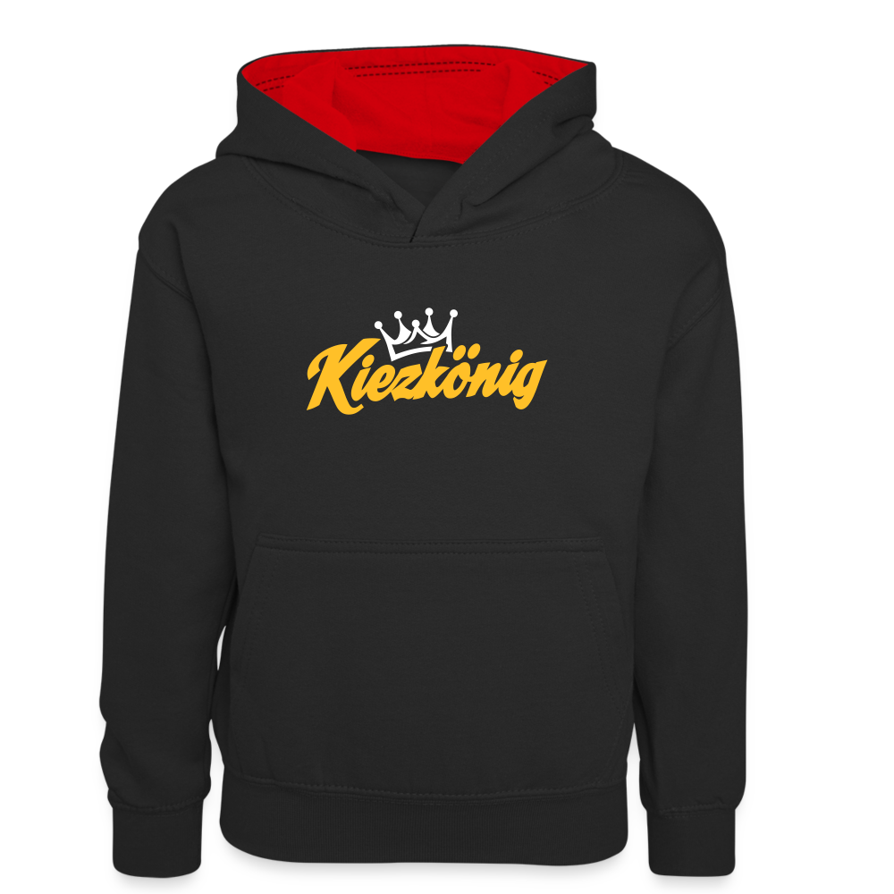 Kiezkönig - Teenager Kontrast-Hoodie - Schwarz/Rot