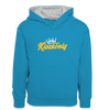Kiezkönig - Teenager Kontrast-Hoodie - Pfauenblau/Grau meliert