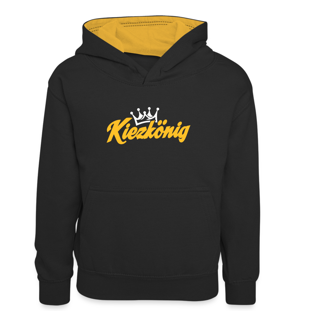 Kiezkönig - Teenager Kontrast-Hoodie - Schwarz/Gold