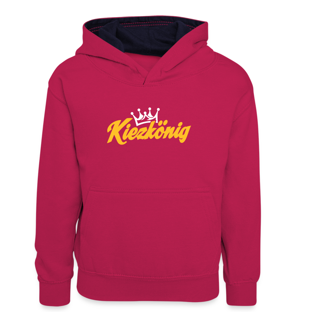 Kiezkönig - Teenager Kontrast-Hoodie - Pink/Navy