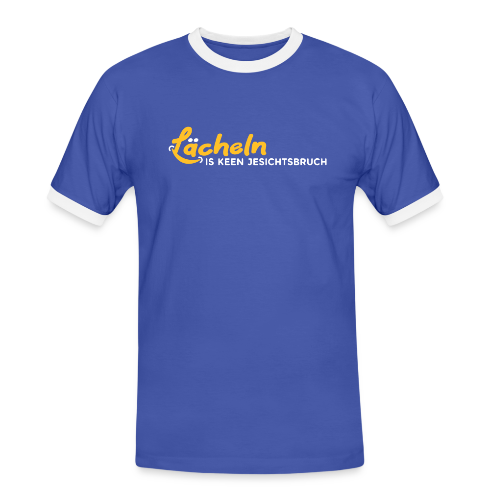 Lächeln is keen Jesichtsbruch - Männer Ringer T-Shirt - Blau/Weiß