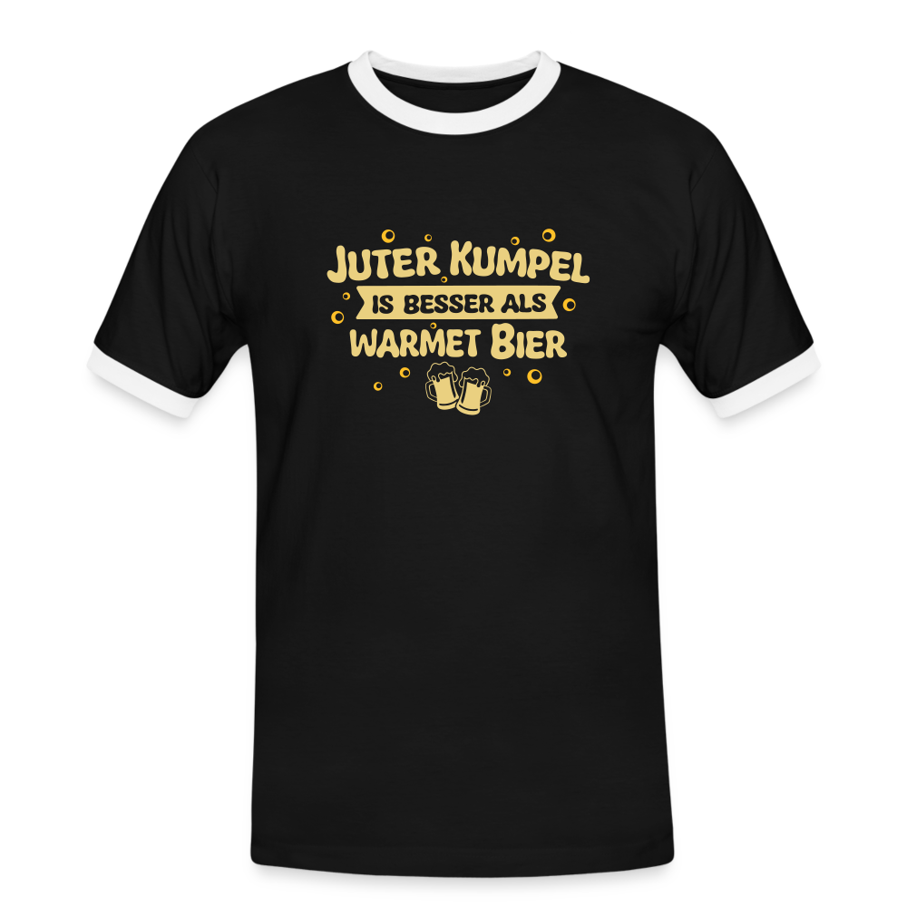 Juter Kumpel ist besser als warmet Bier - Männer Ringer T-Shirt - Schwarz/Weiß