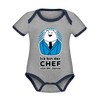 Chef - Baby Bio-Kurzarm-Kontrastbody - Grau meliert/Navy