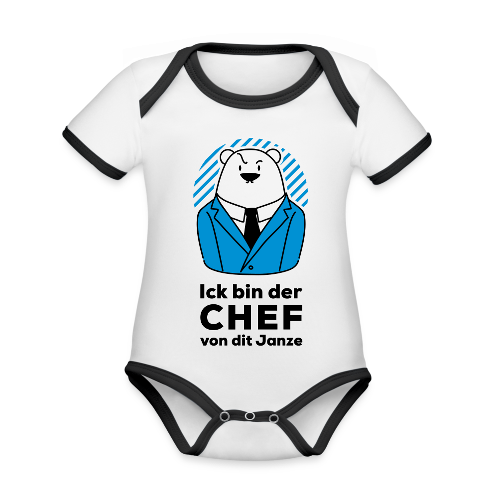 Chef - Baby Bio-Kurzarm-Kontrastbody - Weiß/Schwarz