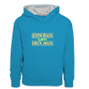 Keen Bock uff Heck Meck - Teenager Kontrast-Hoodie - Pfauenblau/Grau meliert