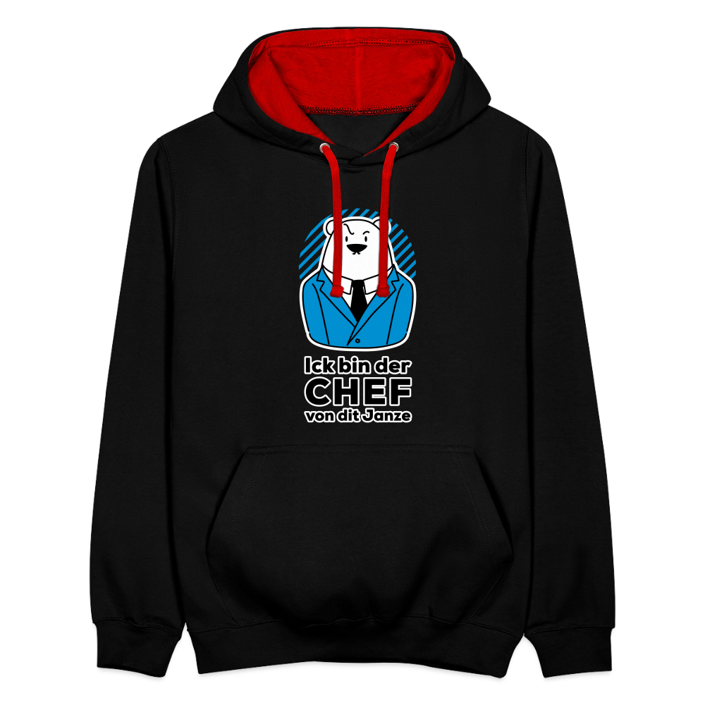 Chef - Kontrast Hoodie - Schwarz/Rot