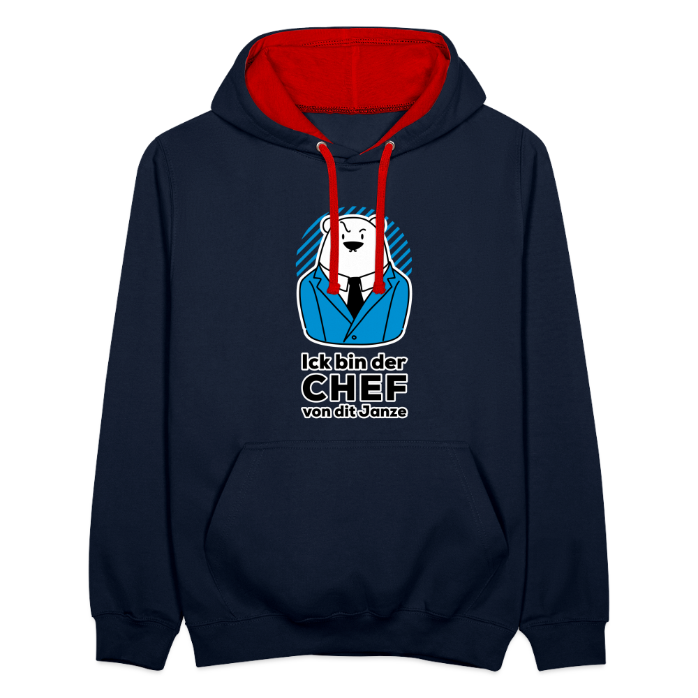 Chef - Kontrast Hoodie - Navy/Rot