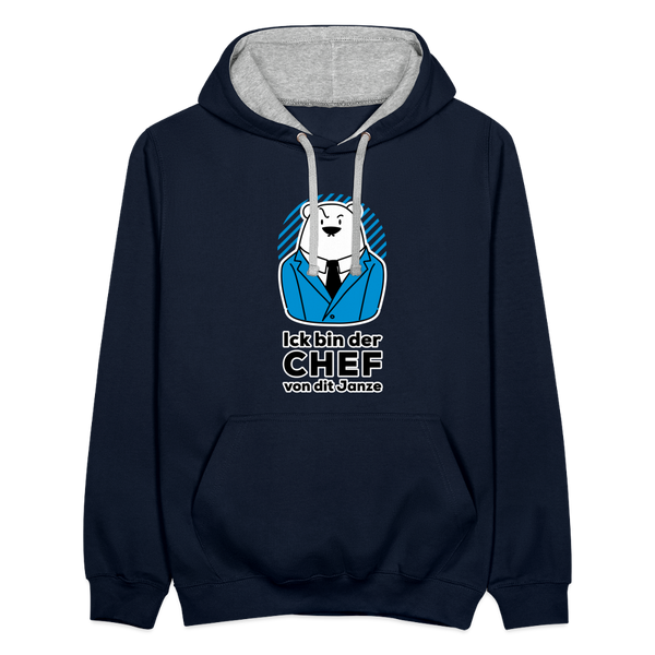Chef - Kontrast Hoodie - Navy/Grau meliert