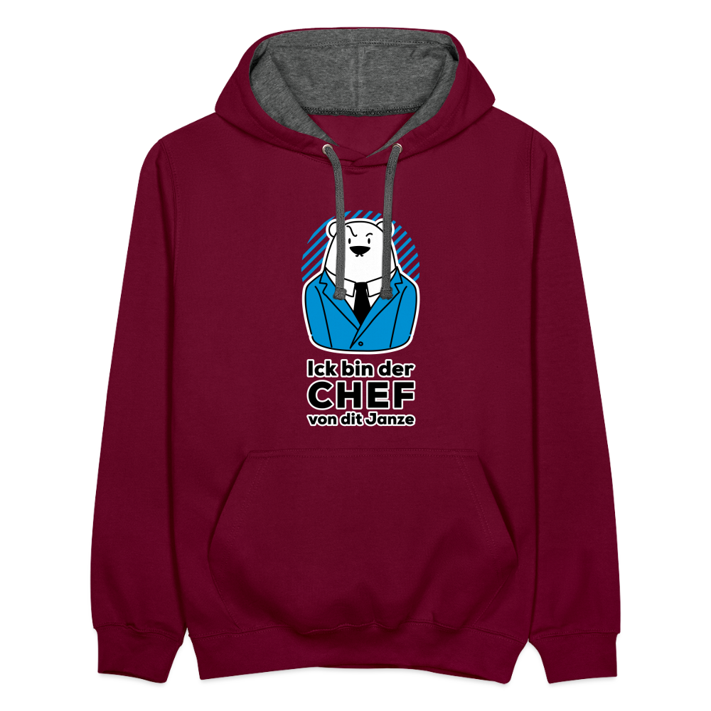 Chef - Kontrast Hoodie - Weinrot/Anthrazit