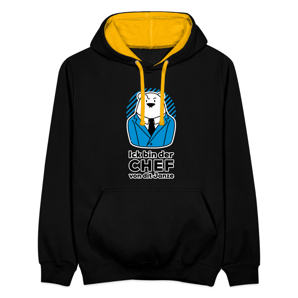 Chef - Kontrast Hoodie - Schwarz/Gold