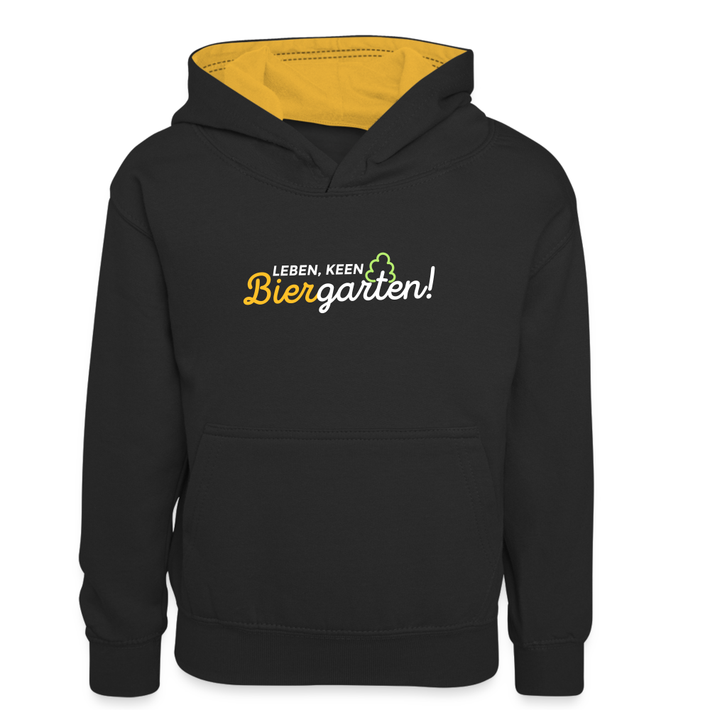 Leben, keen Biergarten! - Teenager Kontrast-Hoodie - Schwarz/Gold