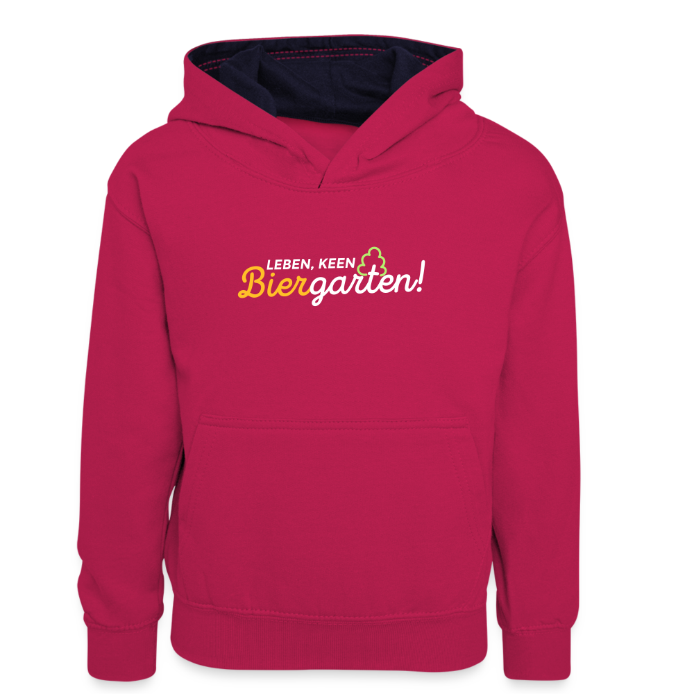 Leben, keen Biergarten! - Teenager Kontrast-Hoodie - Pink/Navy